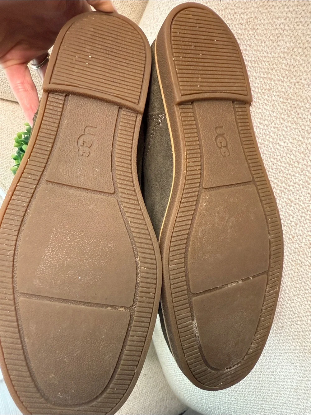 UGG Olive Green Suede Ankle Booties with Buckle Strap women’s 9.5